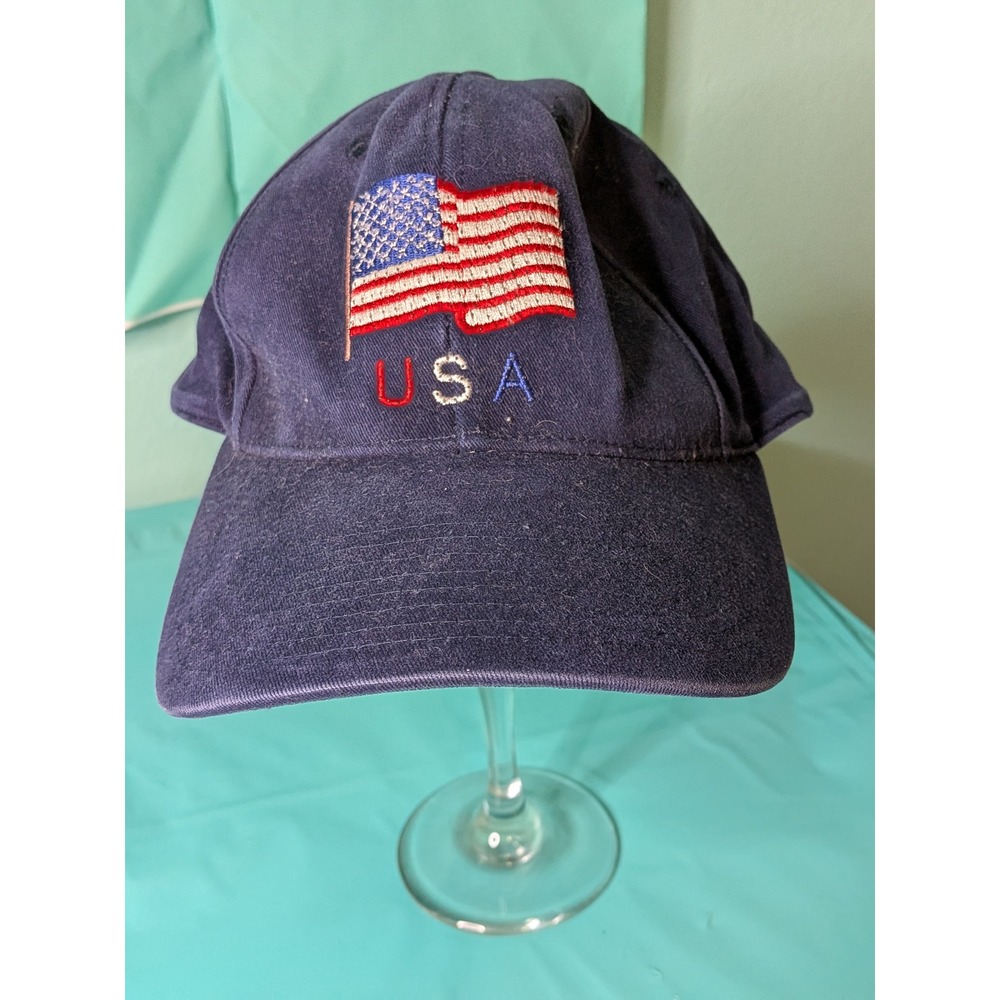 Navy Blue USA American Flag Embroidered Baseball Cap Adjustable Patriotic Hat